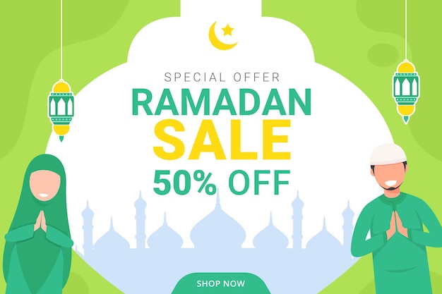 Ramadan sale label badge banner template design background