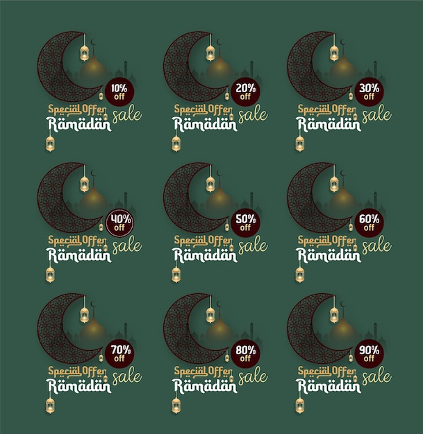 Ramadan sale set label badge banner template design background