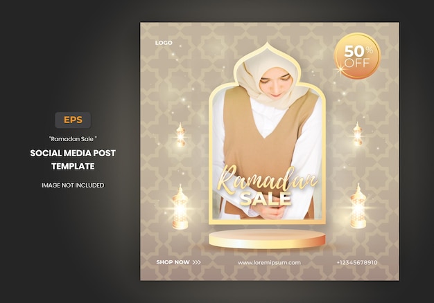 Ramadan Sale social media post flyer template