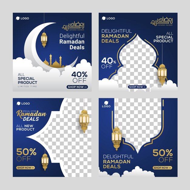 Vector ramadan sale social media post template banners ad