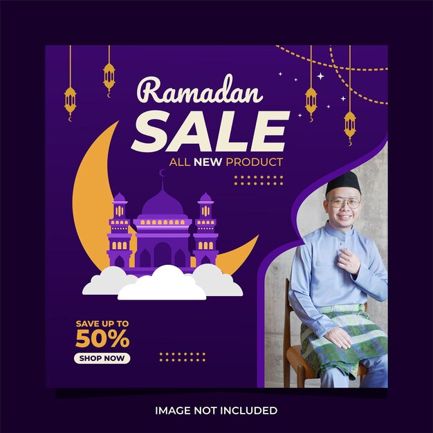 Vector ramadan sale social media post template design banners square