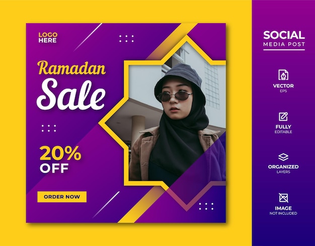 Ramadan Sale Social Media Post Template.