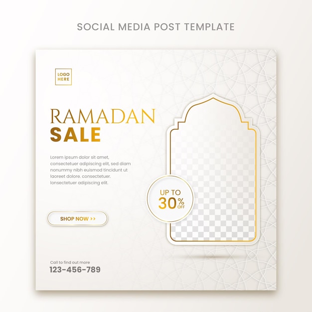 Ramadan sale social media post with islamic ornament Premium Vector