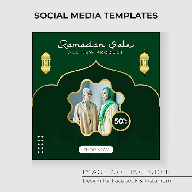 Ramadan sale theme social media post template Islamic background