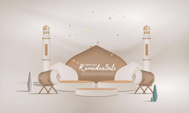 ramadan sale with decorative islamic and islamic drum, for greeting, banner