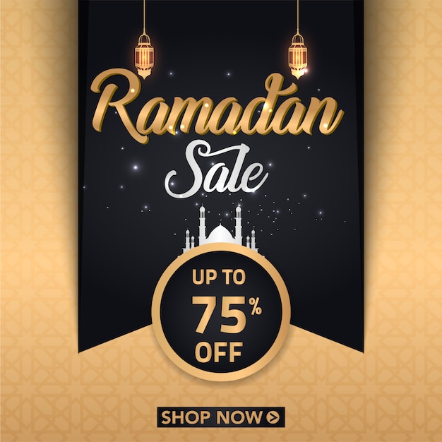 Vector ramadan season sale poster design with lantern