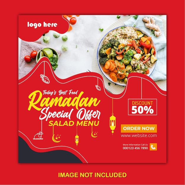 Ramadan social media post or square banner template or square flyer Premium vector