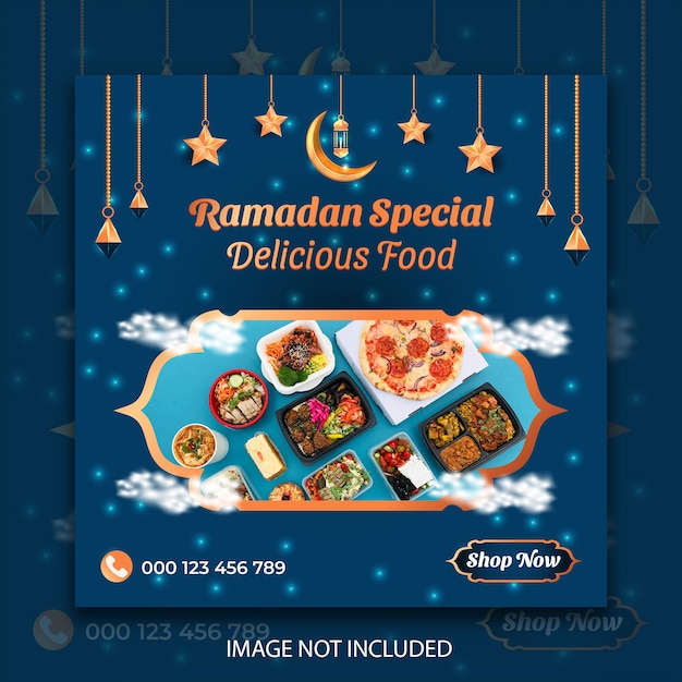 Ramadan special delicious food social media post and web banner