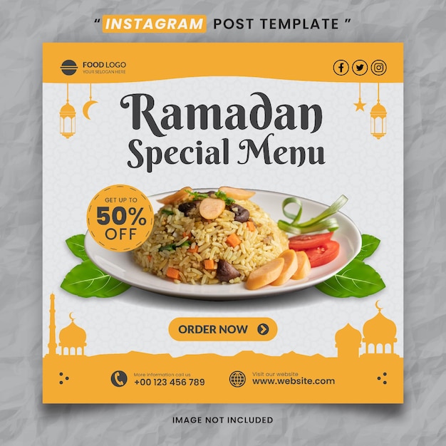 Ramadan Special Food Menu and Restaurant Media Social Post Template