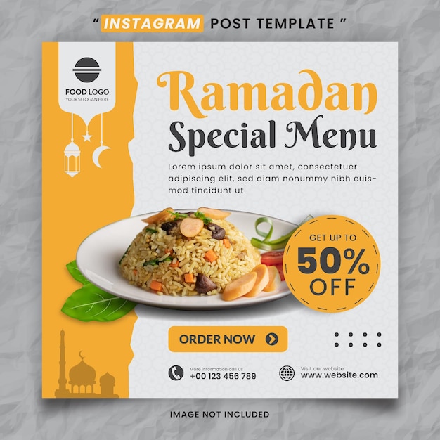 Ramadan Special Food Menu and Restaurant Media Social Post Template