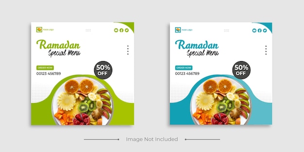 Ramadan special food menu sale social media post promotion and web banner template