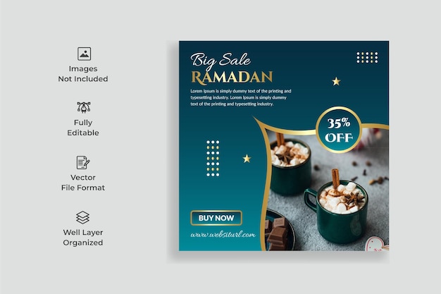 Ramadan special food menu sale social media post or Ramadan sale promotion social media post banner