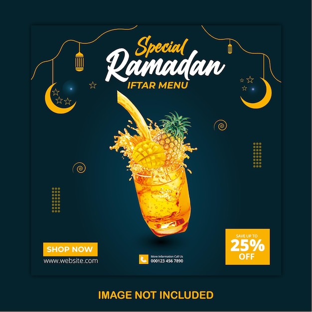 Ramadan special food menu social media post design template and web banner Premium