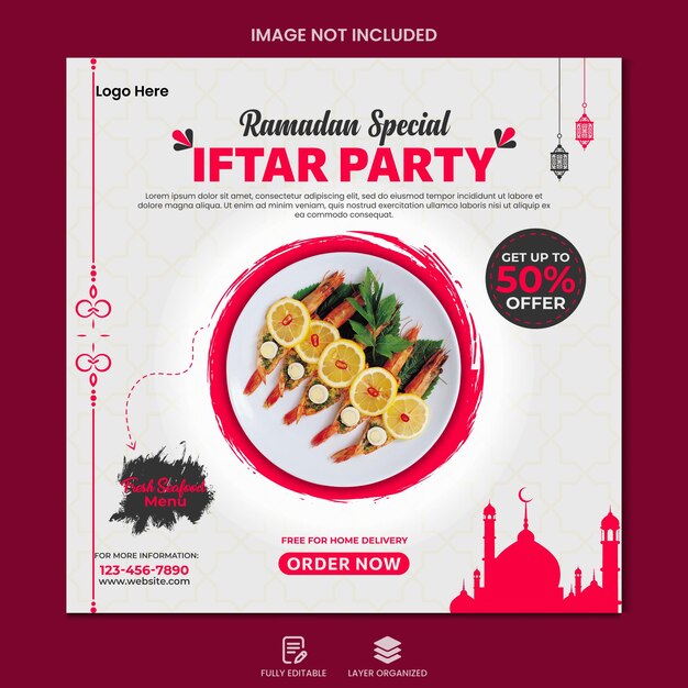 Vector ramadan special iftar party social media food banner design