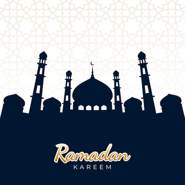 Ramadan square banner with silhouette mosque