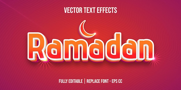 Ramadan text effects with glossy color effects