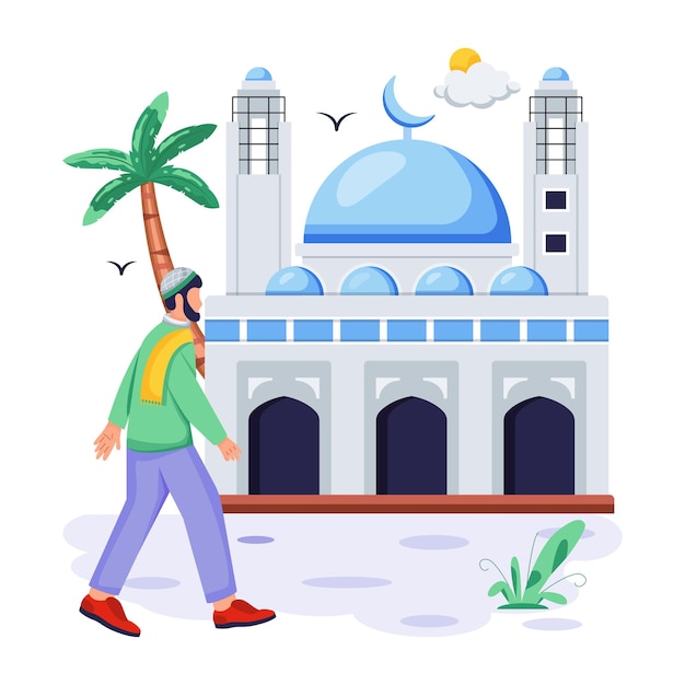 Vector ramadan traditions flat character illustration