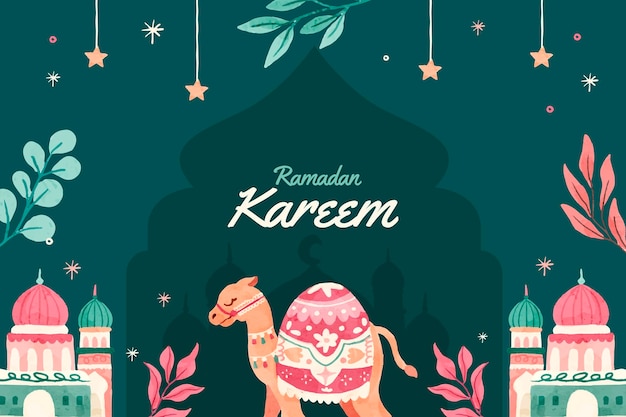 Vector ramadan watercolor cute background