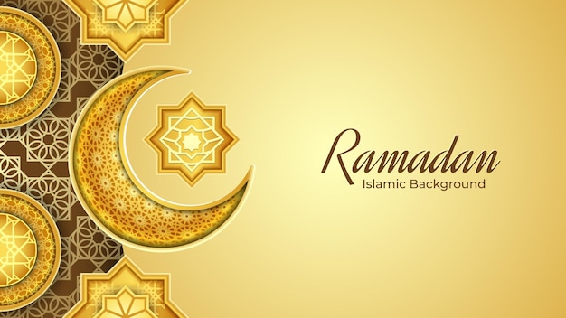 Ramadan with Golden Islamic Ornaments Background