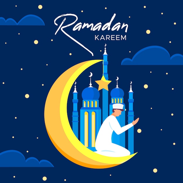 Ramadan with man and moon