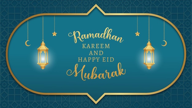 Ramadhan kareem and happy eid mubarak background free templatexDxA