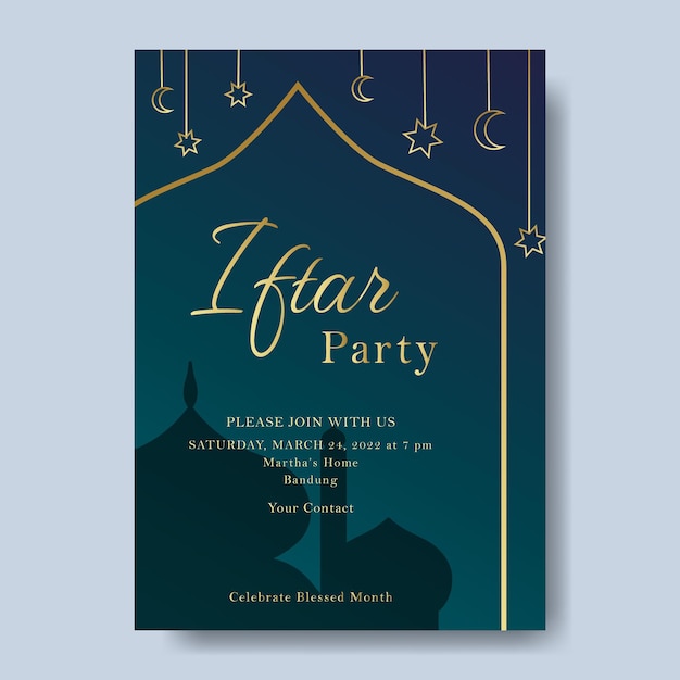 Ramadhan Kareem Iftar Party Template Card with Gradient Background