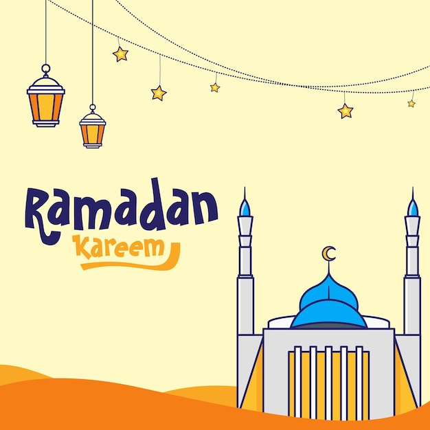 RAMADHAN KAREEM VECTOR LINE YELLOW