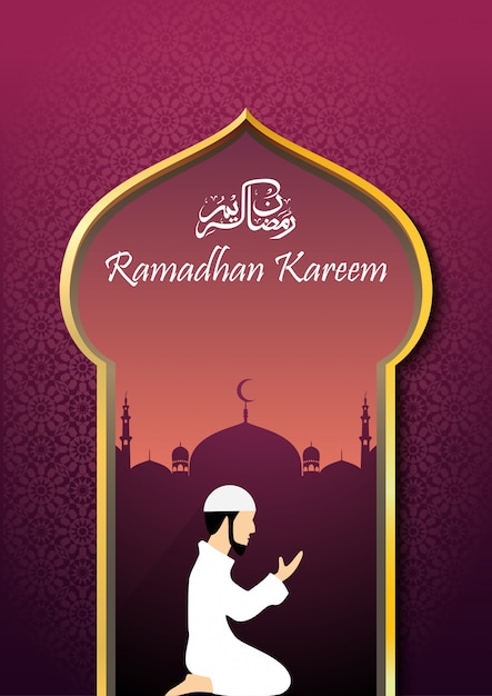 Ramadhan kareem with muslim man praying