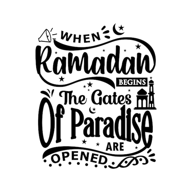 Ramadhan quotes  lettering design vector