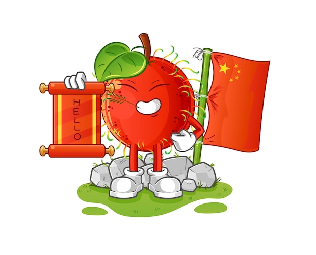 Rambutan chinese cartoon cartoon mascot vector