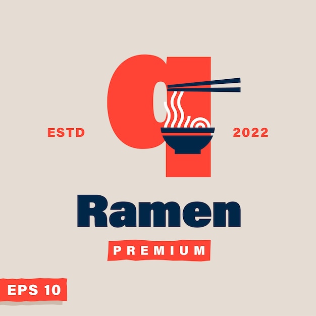 Ramen Alphabet q Logo