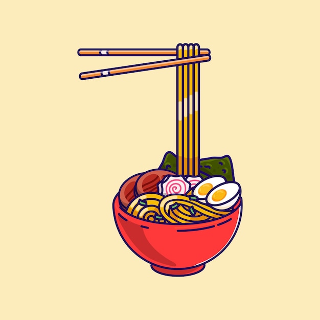 Ramen Or Japanese Noodle Vector Illustration