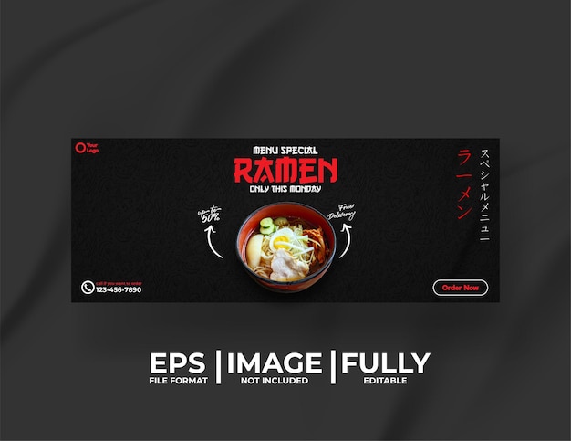 Ramen japannese Food menu and restaurant social media post template