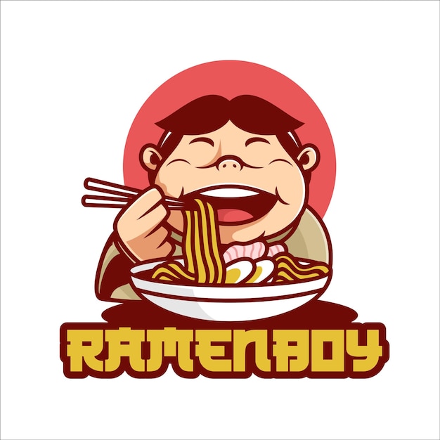 Ramen logo mascot cartoon fat cute