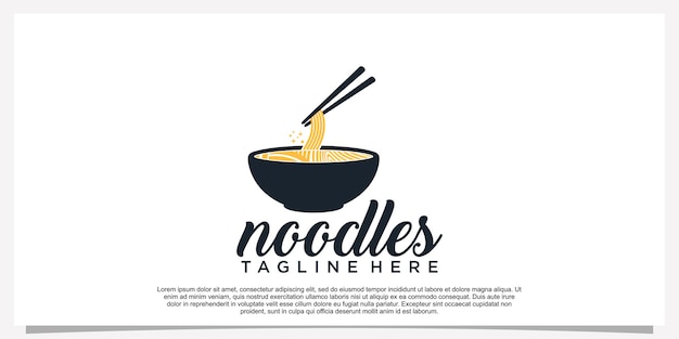 Ramen noodle logo design illustration for restaurant icon with creative element Premium Vector Part 12