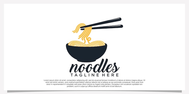 Ramen noodle logo design illustration for restaurant icon with creative element Premium Vector Part 21