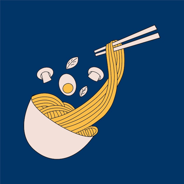 Ramen noodle soup Japanese popular dish Vector illustration