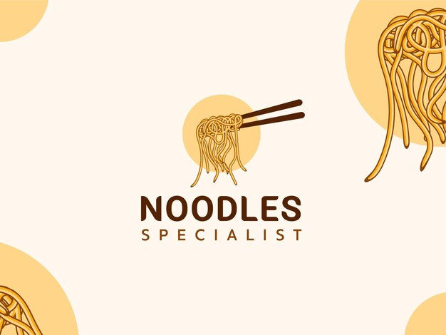 Vector ramen noodle with chopstick logo design illustration for asian restaurant