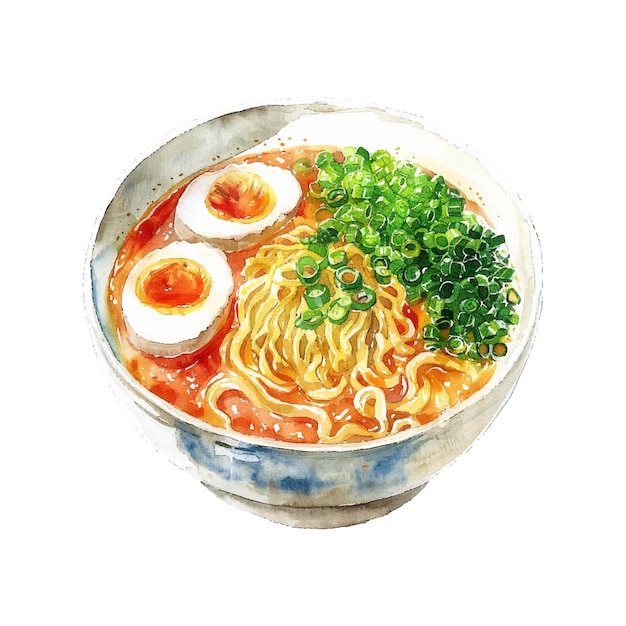 ramen vector illustration in watercolor style