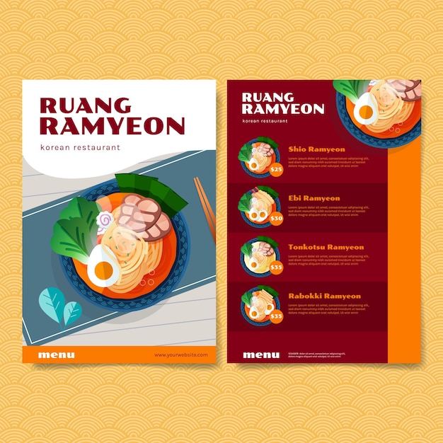 Ramyeon menu design in flat design