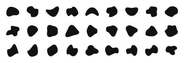 Random black blotch Organic blobs of irregular shape Inkblot spot shapes