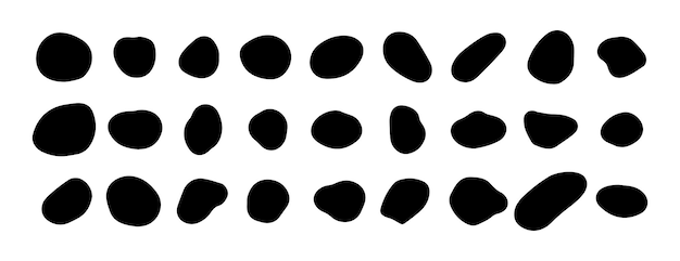 Random black shapes set Organic abstract splodge elements monochrome collection Blob shapes