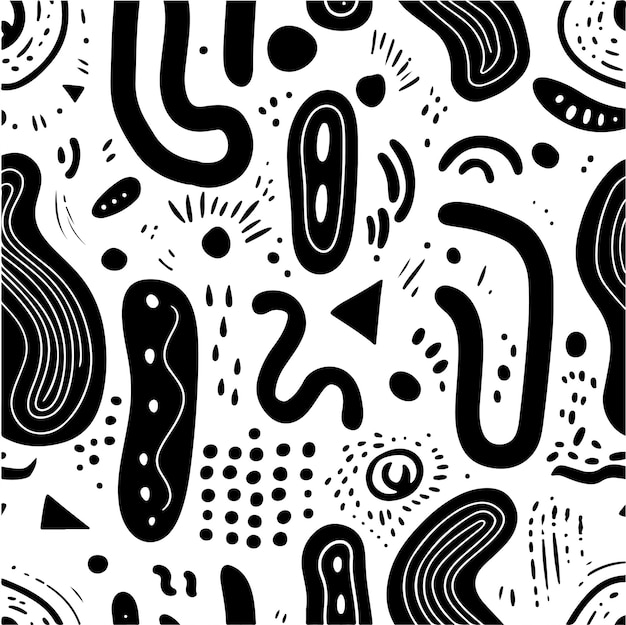 Random Black and White Doodle Art Hand Drawn