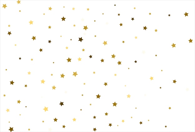 Random falling gold stars on white background Glitter pattern for banner greeting card Christmas and New Year card invitation postcard paper packaging