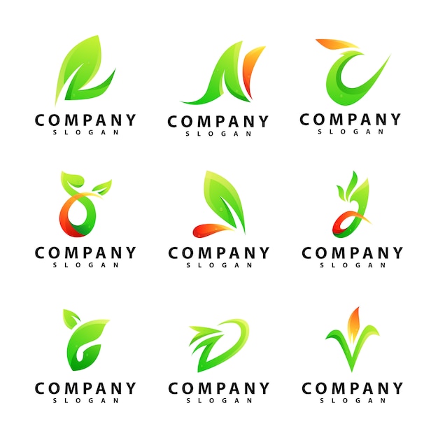 Random Letter Leaf Logo template set