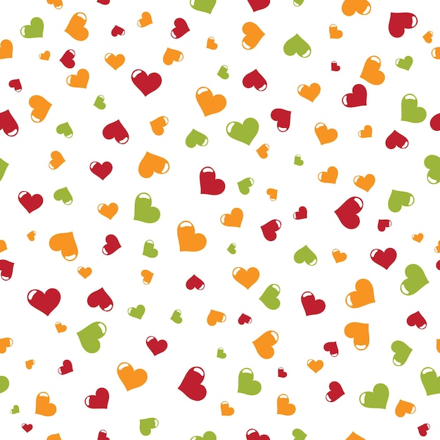 Random multicolor heart print seamless transparent pattern