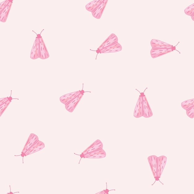 Random seamless isolated pattern with mole creative ornament. Pink little insects on light pastel background.