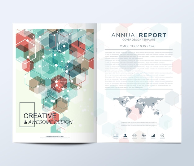 Random squares pattern brochure template