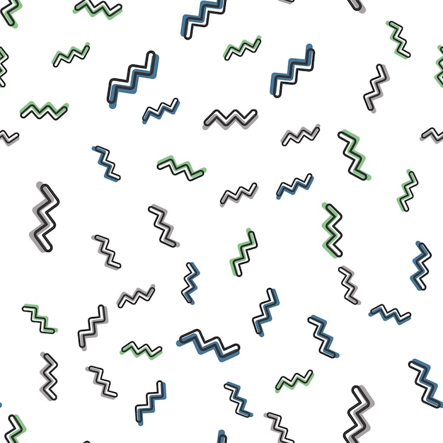 Random zigzag pattern in 80s, 90s retro style. Abstract geometric background