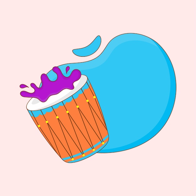 Rang Panchami Or Holi Music Beating Dholak Musical Drum On Splash Blue And Pink Background